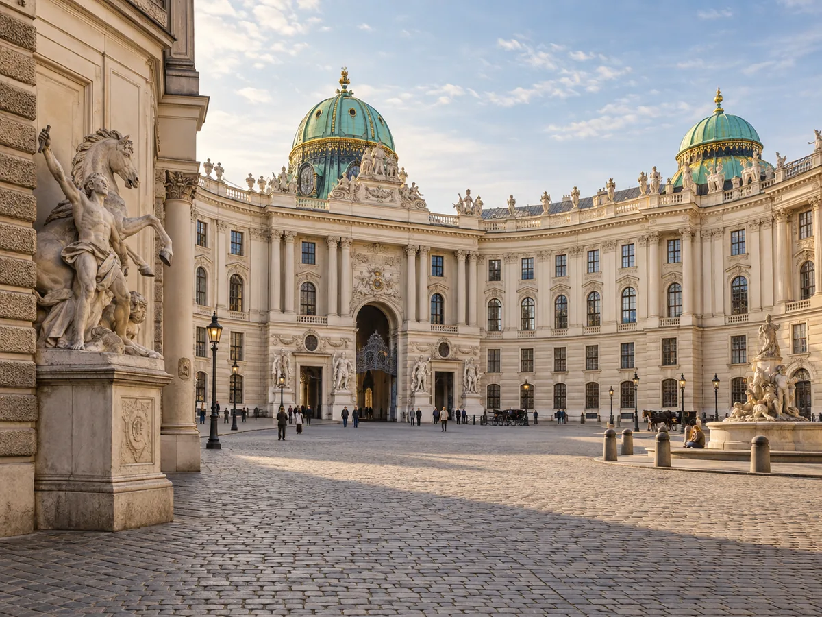 Der Innenhof der Wiener Hofburg mit klassizistischer Fassade
