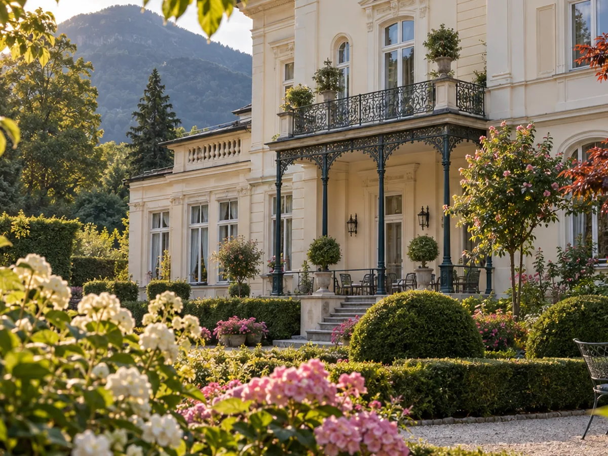Die Kaiservilla in Bad Ischl mit ihrem gepflegten Park im Vordergrund